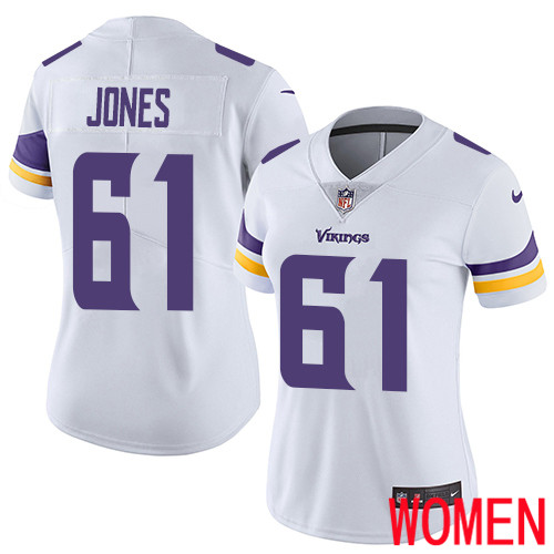Minnesota Vikings #61 Limited Brett Jones White Nike NFL Road Women Jersey Vapor Untouchable